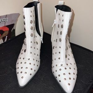 White studded cowboy boots